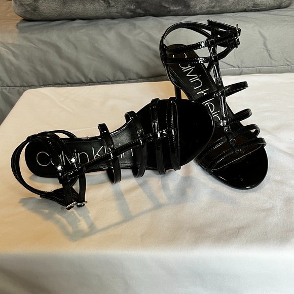 Calvin Klein strappy black heels size 8 - Picture 1 of 3